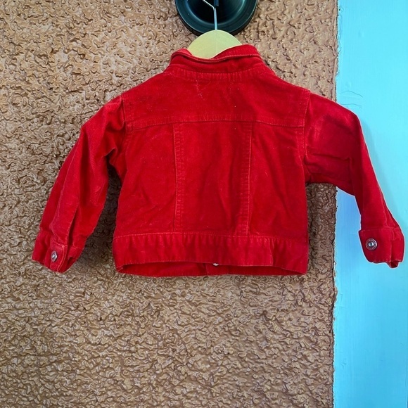 Baby Girl Red Crushed Velvet Floral Embroidered Jacket Size 12 months - Picture 4 of 5